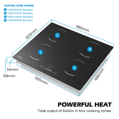 Beli 60cm 4 Burner Electric Cooktop 4 Zone Induction Hob 6400W GIB464SC online manufacture