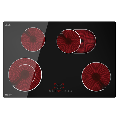 Electric Cooktop 4 Burners 220V Keramik Cooktop 30 Inch Kaca Cooktop 7200W