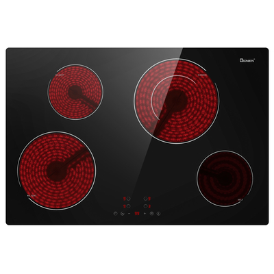 30 Inch Electric Cooktop 220-240V Dibangun di Keramik Cooktop Kompor Top 4 pembakar 6900W