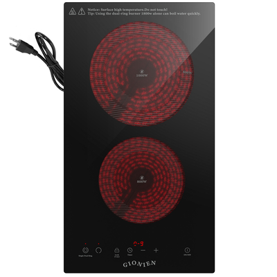 Electric Cooktop 2 Burners 110V ~ 120V 12 '' Kompor Listrik Top Countertop 1800W